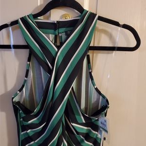 INC blouse. Size Large Green and black stripe. NWT